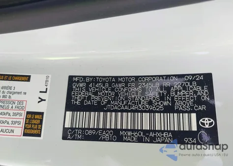 2024 Toyota Prius Limited from USA, damaged, VIN JTDACAAU4R3039625